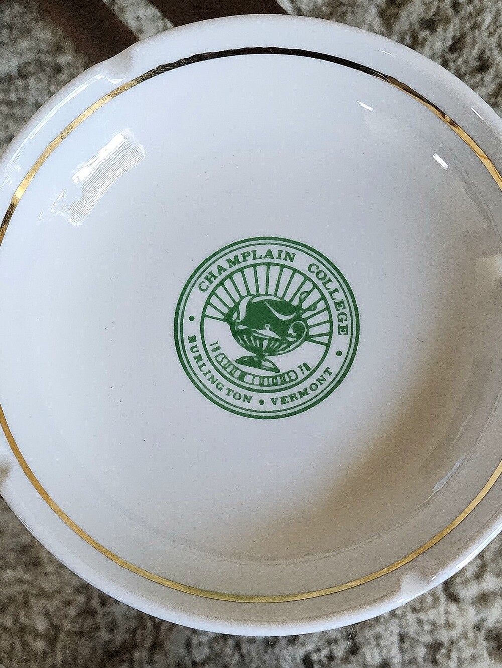 Vntg Champlain College Ashtray 60s